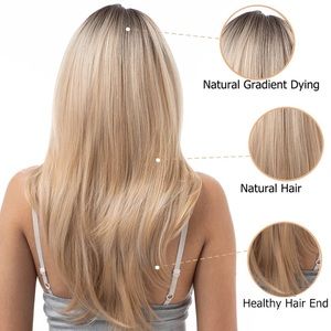 Synthetic Wig Long Blonde Eight Figure Bangs Layered Wigs Everyday or Parties